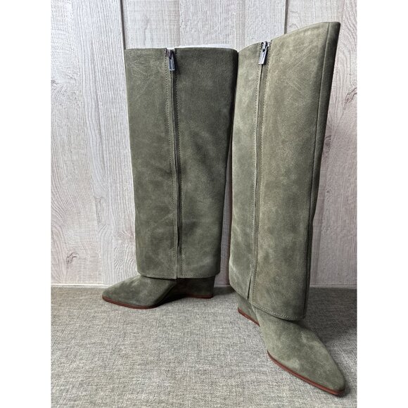 Vince Camuto VC Tibani Forrest Green Womens Sz 8.5 Suede Knee High Wedge Boots - Picture 6 of 12